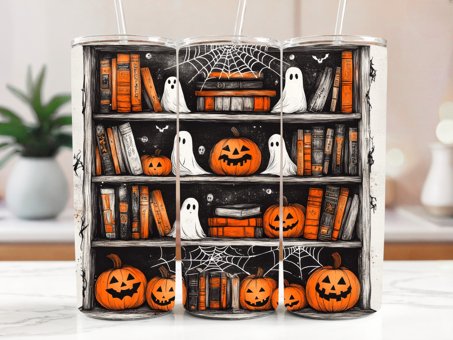 Ghost and Books Tumbler