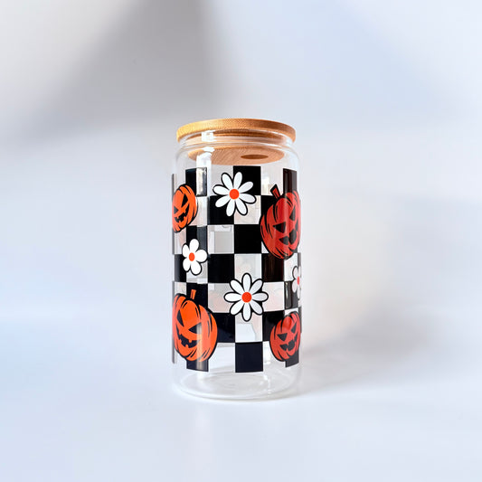 Checkered Pumpkin Cup