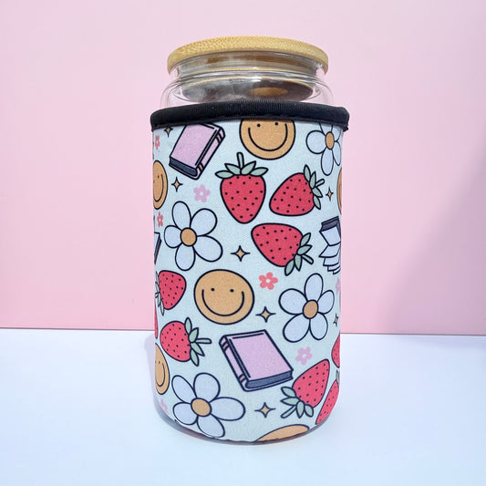 Strawberry and Books Drink Sleeve