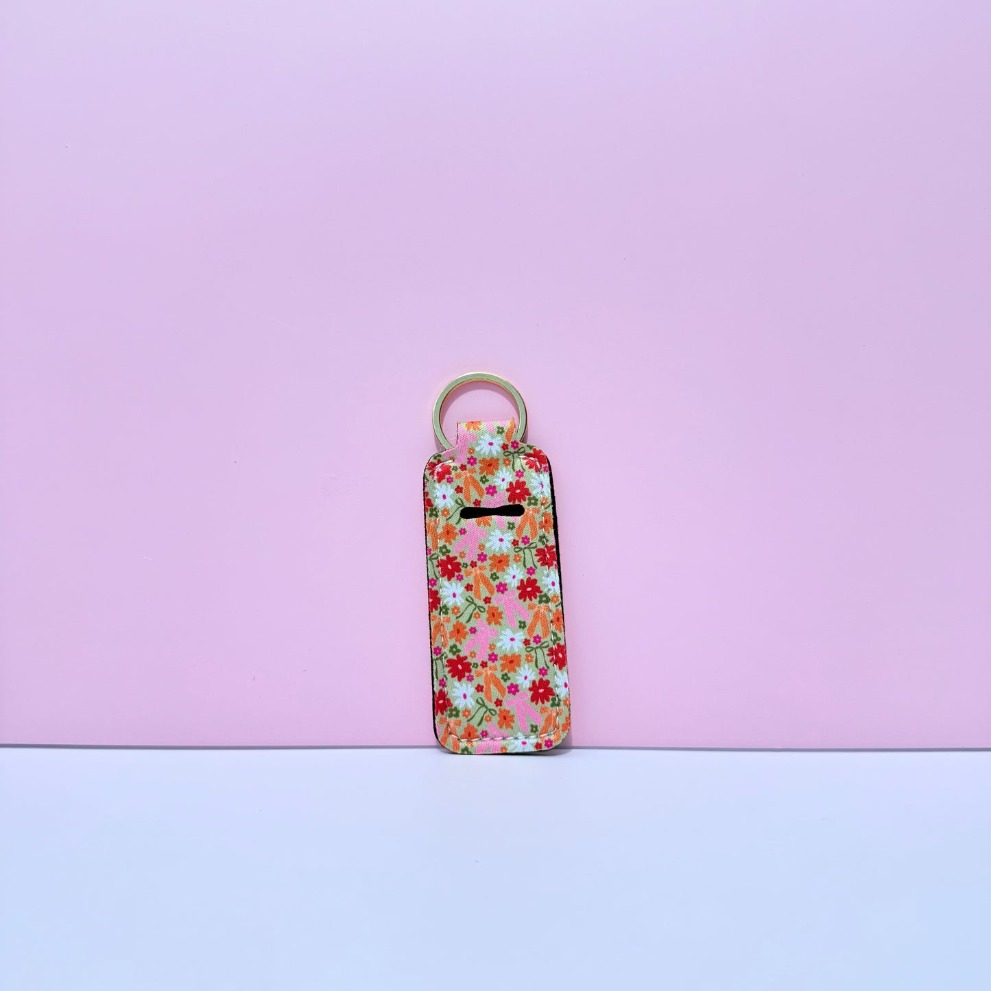 Fall Flowers Chapstick Keychain Holder