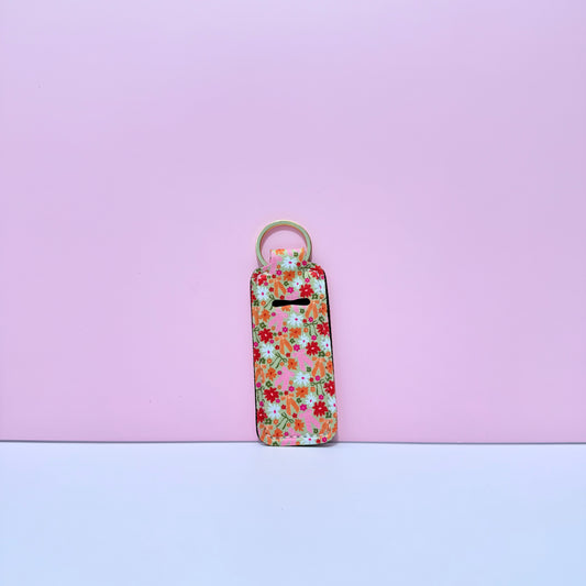 Fall Flowers Chapstick Keychain Holder