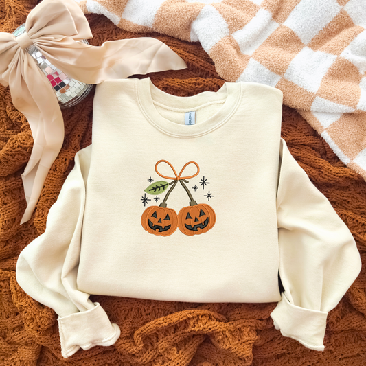 Two Pumpkins Embroidered Crewneck