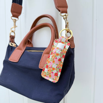 Fall Flowers Chapstick Keychain Holder
