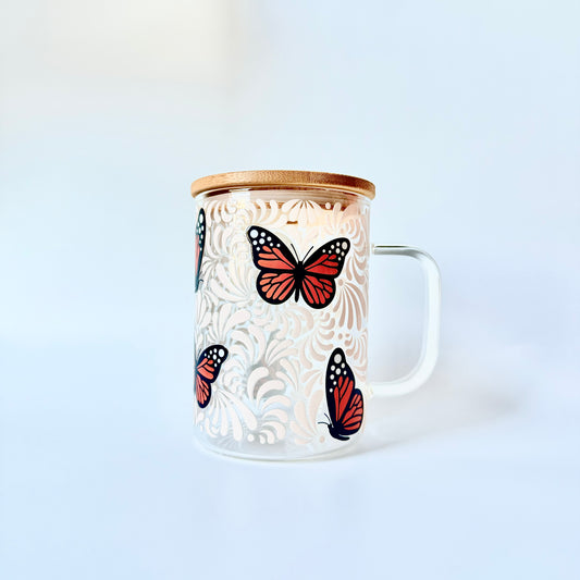 Talavera & Butterflies Glass Mug