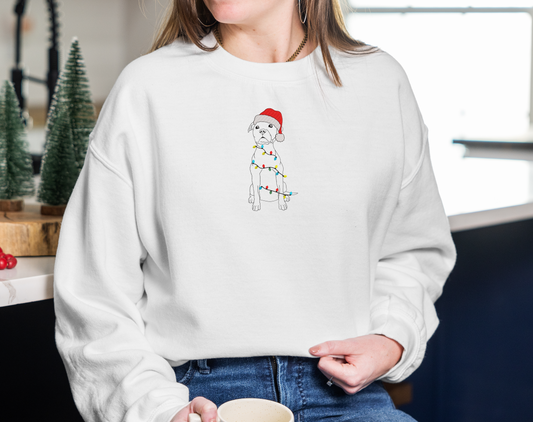 Christmas Pitbull Crewneck (Embroider)