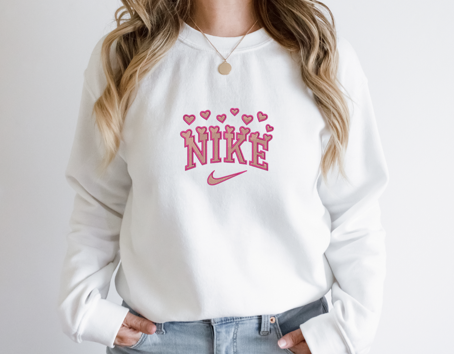 Hearts Embroidered Crewneck